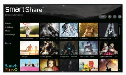 ویژگی اشتراک گذاری هوشمند " smartshare™ " در تلویزیون ال ای دی اولترا اچ دی فورکی ( 4K ULTRA HD ) سه بعدی اسمارت 55 اینچ ال جی مدل LG 55UF950T  