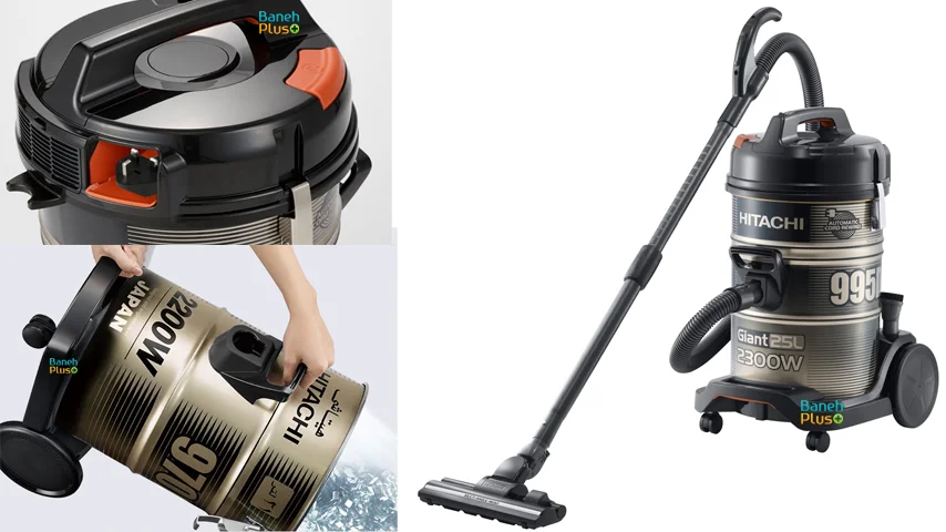 جاروبرقی بشکه ای 25 لیتر 2300 وات هیتاچی مدل hitachi cv-995dc با سیم جمع کن برقی pail can type vacuum cleaner model no: cv-995dc